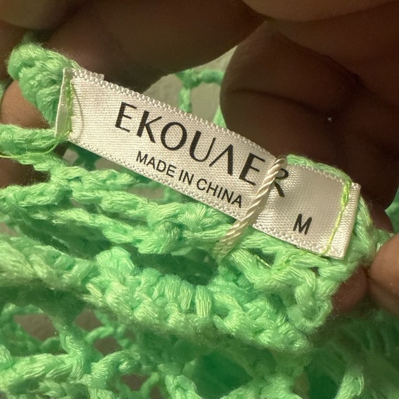 Ekouaer Hollow Crochet Tassel Beach Dress Size M - Picture 3 of 8